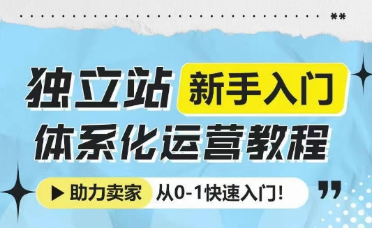 独立站新手入门体系化运营教程，助力独立站卖家从0-1快速入门!-小艾项目网