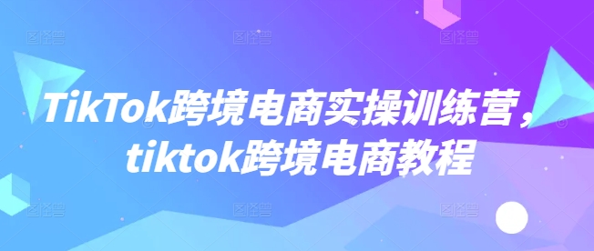 TikTok跨境电商实操训练营，tiktok跨境电商教程-小艾项目网