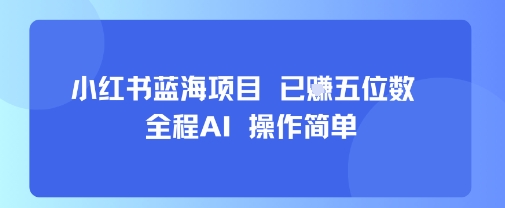 小红书蓝海项目，全程AI，操作简单，已挣五位数-小艾项目网