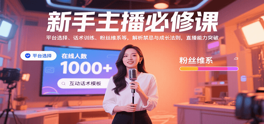 新手主播必修课：平台选择、话术训练、粉丝维系等，解析禁忌与成长法则，突破直播能力-小艾项目网