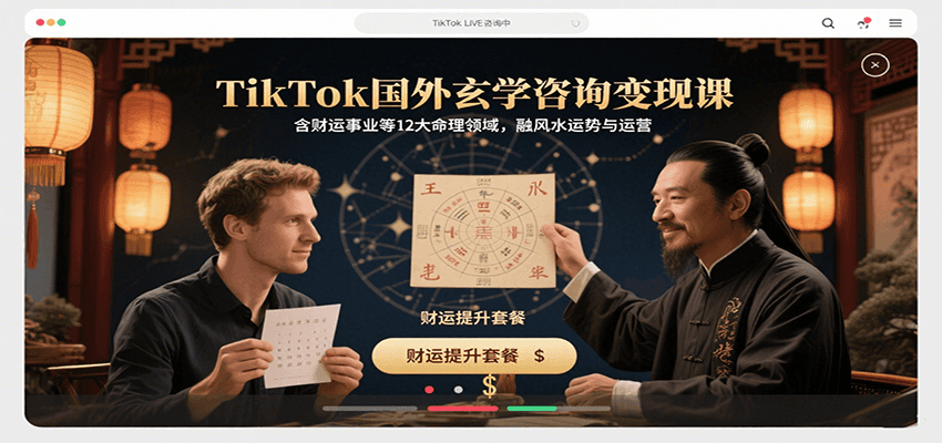 TikTok国外玄学咨询变现课，含财运事业等12大命理领域，融风水运势与运营-小艾项目网