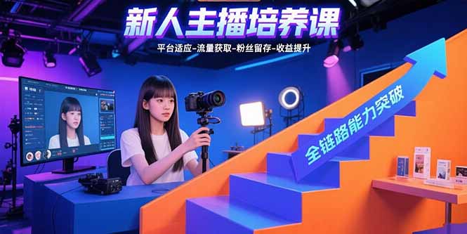 新人主播培养课：平台适应-流量获取-粉丝留存-收益提升 全链路能力突破-小艾项目网
