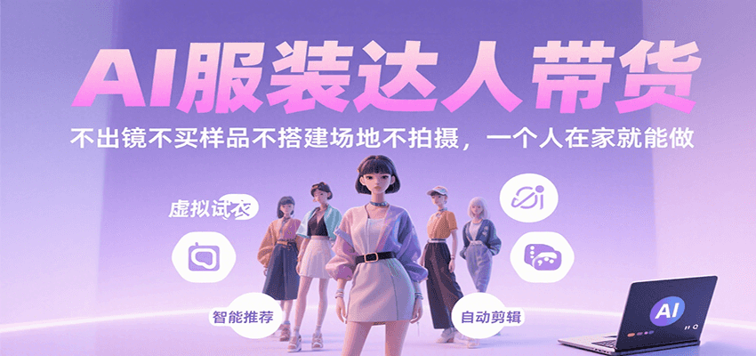 AI服装达人带货，不出镜不买样品不搭建场地不拍摄，一个人在家就能做-小艾项目网