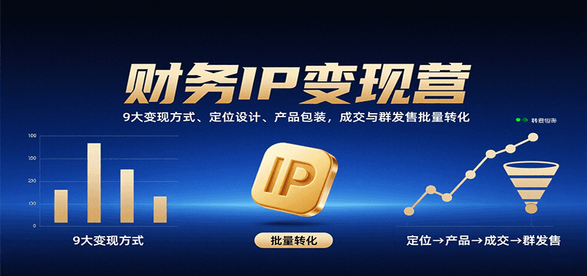 财务IP变现营：9大变现方式、定位设计、产品包装，成交与群发售批量转化-小艾项目网
