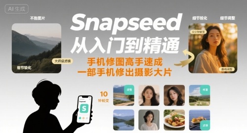 Snapseed从入门到精通，手机修图高手速成，一部手机就能修出摄影大片-小艾项目网