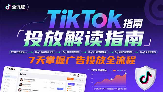 TikTok投放解读指南：后台操作/计划建立/模式选择，7天掌握广告投放全流程-小艾项目网