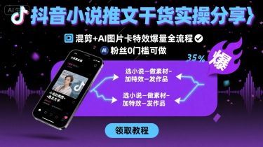 抖音小说推文干货实操分享，混剪+AI图片卡特效爆量全流程，0粉丝0门槛可做-小艾项目网