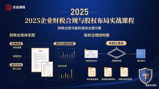 2025企业财税合规与股权布局的实战课程：财税合规与股权高效治理方案-小艾项目网