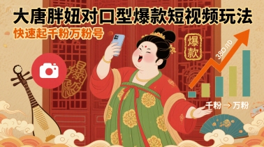 大唐胖妞对口型爆款短视频玩法，快速起千粉万粉号-小艾项目网