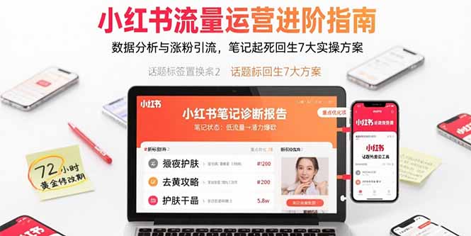 小红书流量运营进阶指南，数据分析与涨粉引流，笔记起死回生7大实操方案-小艾项目网
