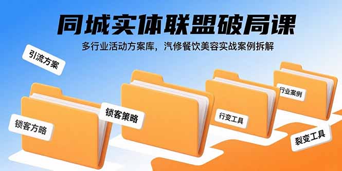 同城实体联盟破局课，多行业活动方案库，汽修餐饮美容实战案例拆解-小艾项目网