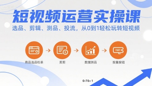 短视频运营实操课，选品、剪辑、测品、投流，从0到1轻松玩转短视频-小艾项目网