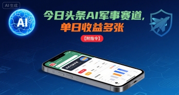 今日头条AI军事赛道，单日收益多张 ，手机可做【附指令】-小艾项目网