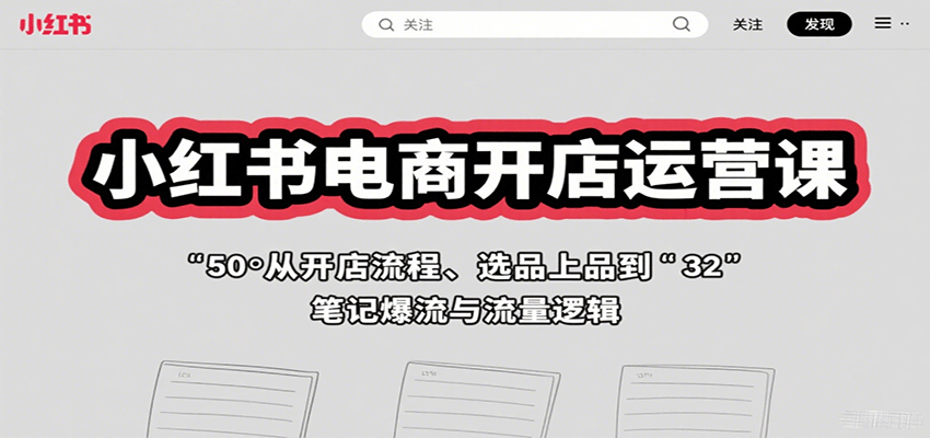 小红书电商开店运营课：从开店流程、选品上品到笔记爆流与流量逻辑-小艾项目网