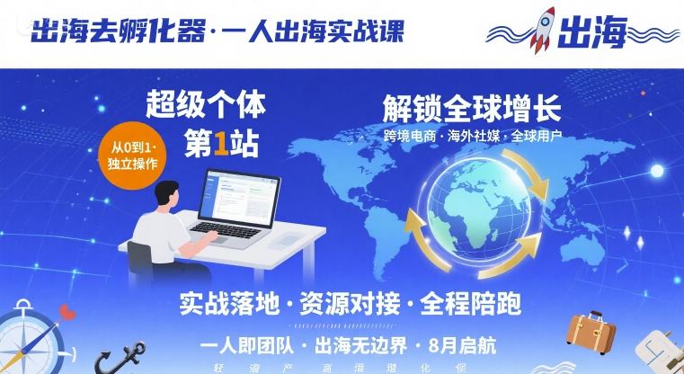 出海去孵化器，一人出海实战课，​超级个体第1站，解锁全球增长-小艾项目网