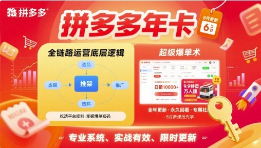 拼多多年卡【8月更新6节】拼多多全链路运营底层逻辑，超级爆单术-小艾项目网