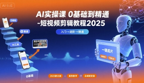 AI实操课0基础到精通-短视频剪辑教程2025-小艾项目网