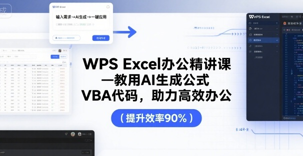 WPS Excel办公精讲课，教用 AI 生成公式，VBA 代码，助力高效办公-小艾项目网