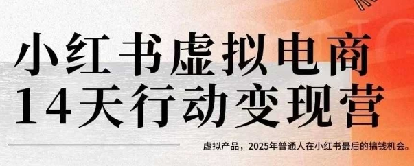 小红书虚拟电商14天变现训练营，虚拟产品，2025年普通人在小红书最后的搞钱机会(更新)-小艾项目网
