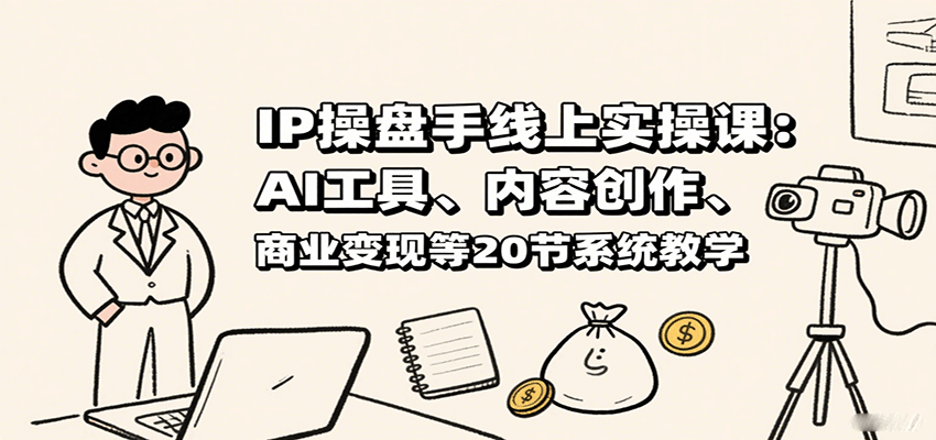 IP操盘手线上实操课：AI工具、内容创作、商业变现等20节系统教学-小艾项目网
