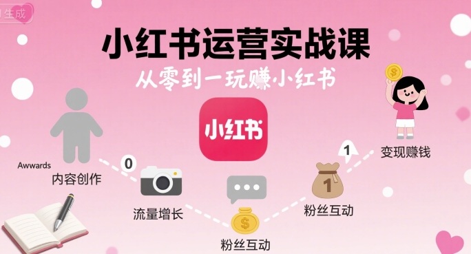 小红书运营实战课，从零到一玩賺小红书-小艾项目网