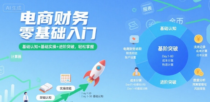 电商财务零基础入门，基础认知+基础实操+进阶突破，轻松掌握-小艾项目网