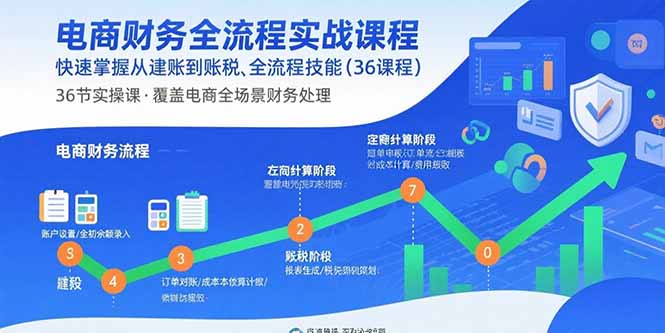 电商财务全流程实战课程：快速掌握从建账到报税的全流程技能(36节课-小艾项目网