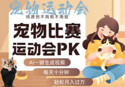 AI一键生成宠物比赛运动会PK视频，纯原创不用剪不用拍，每天十分钟，轻松月入过1W+-小艾项目网