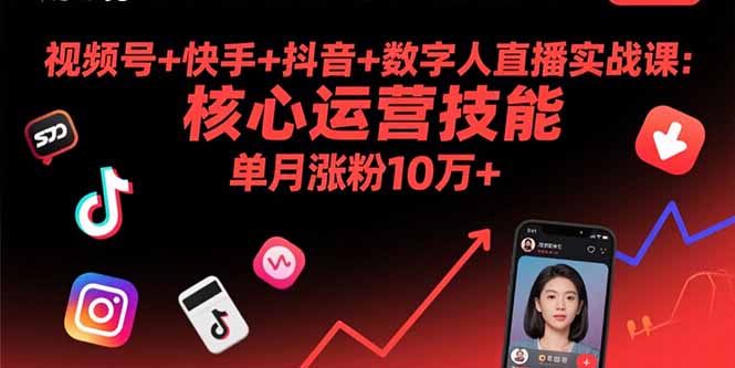 视频号+快手+抖音+数字人直播实战课(9月-小艾项目网