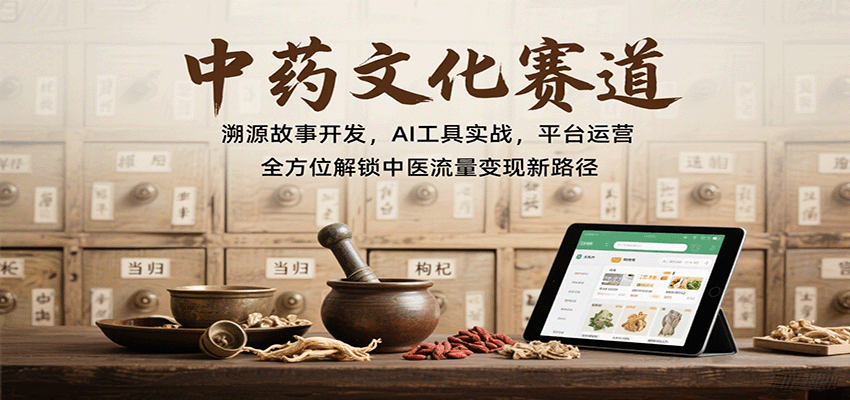 中药文化赛道：溯源故事开发，AI工具实战，平台运营，全方位解锁中医流量变现新路径-小艾项目网