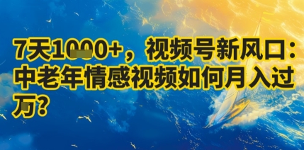 7天收益1k+，视频号新风口：中老年情感视频如何月入过W?-小艾项目网