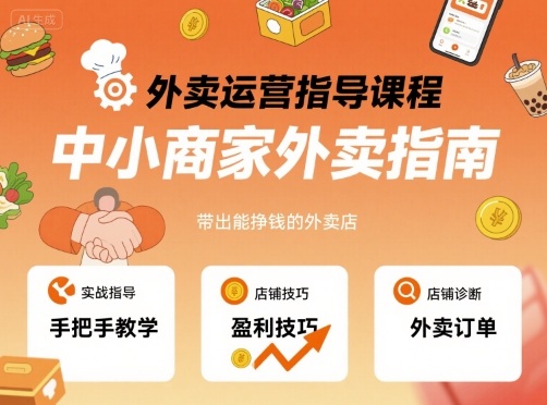 外卖运营指导课程，中小商家外卖指南，手把手带出能挣钱的外卖店-小艾项目网