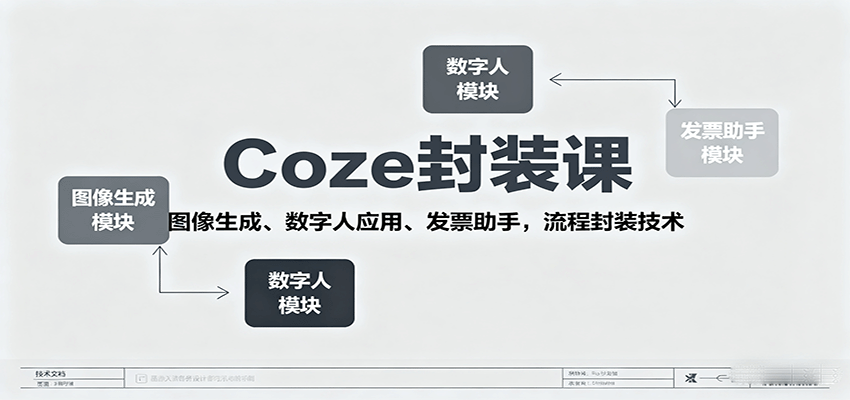 Coze封装课，图像生成、数字人应用、发票助手，流程封装技术-小艾项目网