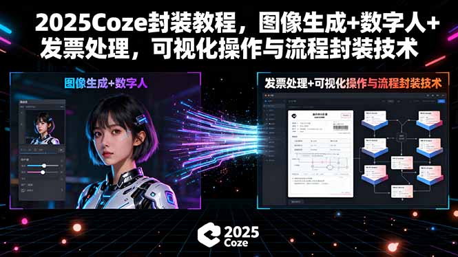 2025Coze封装教程，图像生成+数字人+发票处理，可视化操作与流程封装技术-小艾项目网