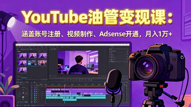 2025YouTube油管变现课：涵盖账号注册、视频制作、Adsense开通，月入1万+-小艾项目网