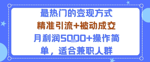 小众赛道玩法：当下最热门的变现方式，精准引流+被动成交月利润5k+操作简单，适合兼职人群-小艾项目网
