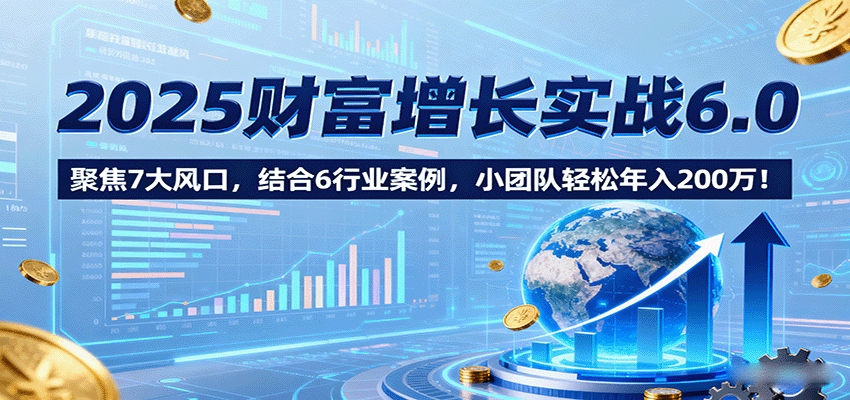 2025财富增长实战6.0，聚焦7大风口，结合6行业案例，小团队轻松年入200万！-小艾项目网