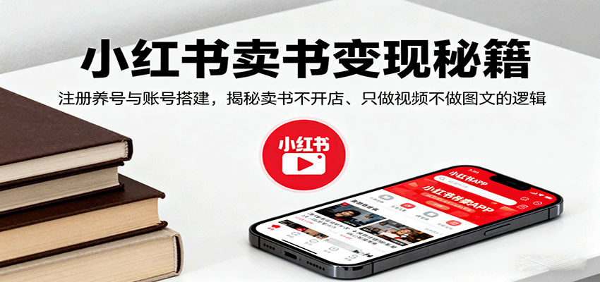 小红书卖书变现秘籍，注册养号与账号搭建，揭秘卖书不开店、只做视频不做图文的逻辑-小艾项目网