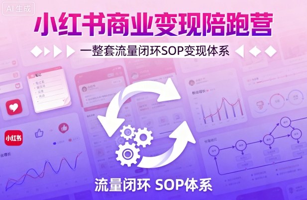 小红书商业变现陪跑营，轻IP矩阵 私域获客 聚光投流，一整套流量闭环SOP变现体系