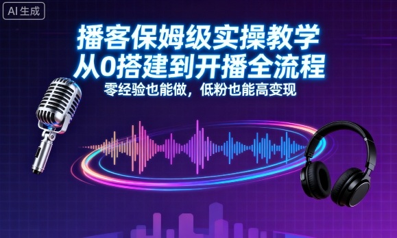 播客保姆级实操教学，从0搭建到开播全流程，零经验也能做，低粉也能高变现-小艾项目网