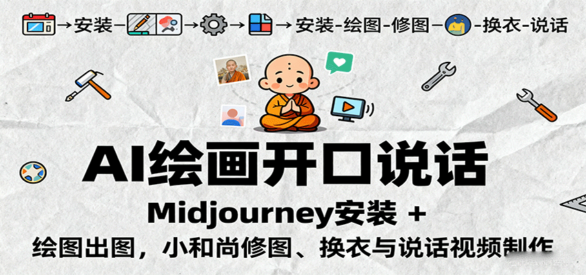 AI绘画开口说话，Midjourney安装 + 绘图出图，小和尚修图、换衣与说话视频制作-小艾项目网