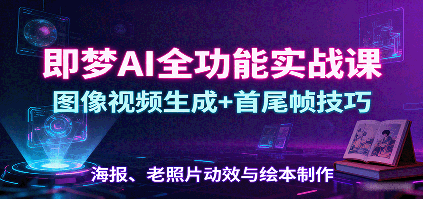 即梦AI全功能实战课：图像视频生成+首尾帧技巧，海报、老照片动效与绘本制作-小艾项目网