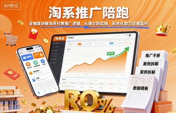 淘系推广陪跑，全维度讲解淘系付费推广逻辑，从理论到实操，系统化助力店铺盈利-小艾项目网