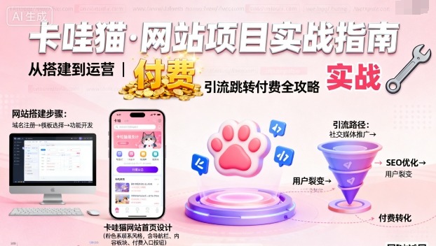 卡哇猫·网站项目，网站搭建与运营以及引流跳转付费-小艾项目网