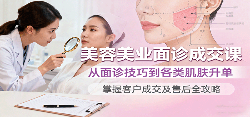 美容美业面诊成交课，从面诊技巧到各类肌肤升单，掌握客户成交及售后全攻略-小艾项目网