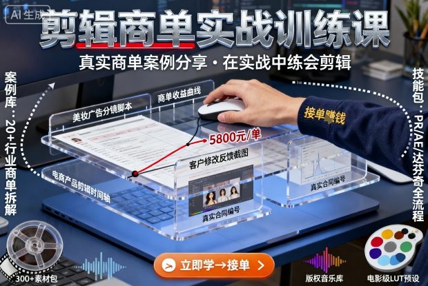 剪辑商单实战训练课，真实商单案例分享，在实战中练会剪辑-小艾项目网