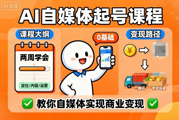 AI自媒体起号课程，0基础小白两周学会，教你自媒体实现商业变现-小艾项目网