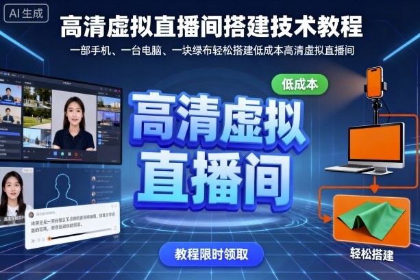 高清虚拟直播间搭建技术教程，一部手机、一台电脑、一块绿布轻松搭建低成本高清虚拟直播间-小艾项目网