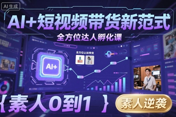 AI+短视频带货新范式全方位达人孵化课，素人也可以从0到1，全方位认知短视频带货-小艾项目网