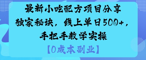 最新小吃配方项目分享独家秘诀，线上单日5张，手把手教学实操-小艾项目网